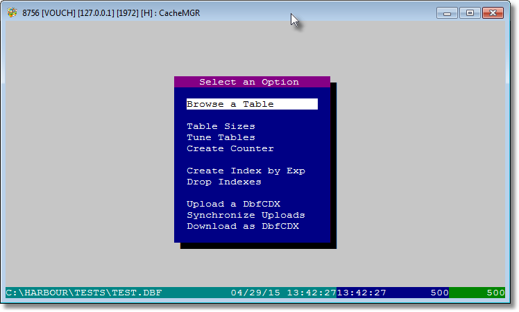 Upload status of the test.dbf will be displayed on the console. To verify the upload click on <Browse a Table>.