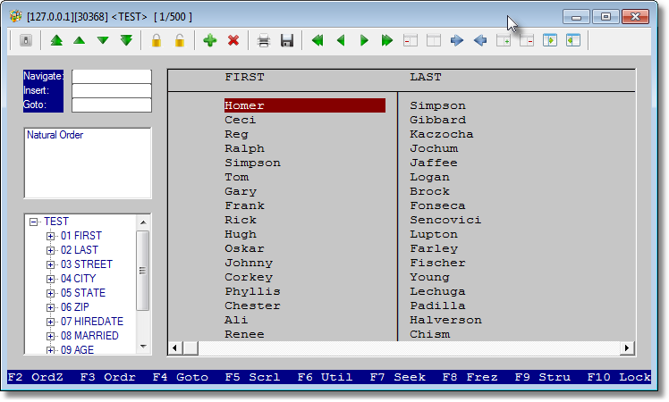 A GTWVG based threaded tbrowse, consuming almost all of GTWVG objects, will appear hosting TEST table. Play with it. And then close. We will learn how to create an index from within CacheMGR.