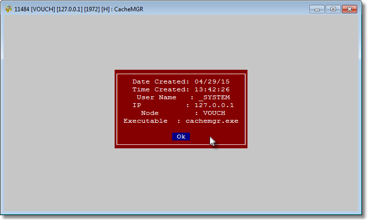 The result of <Fetch Table Info> which fetches date, time, user, IP, node, executable name which created the table.